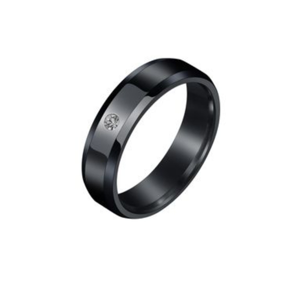 Men's Glossy Black Steel Ring Size 9 - Picture 3 of 6